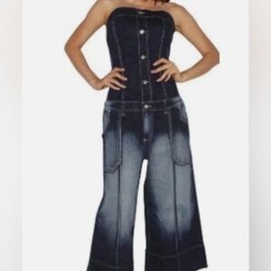 Vintage Baby Phat Denim Strapless Jumpsuit
